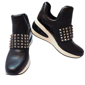 DKNY Borg Studded Slip-On Wedge Sneakers